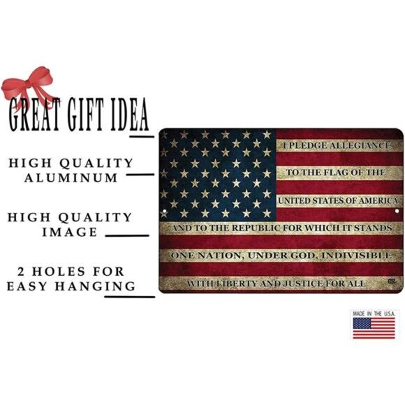 River Tactical USA American Flag Metal Tin Sign, 12x8 Inch, Wall Decor - Picture 2 of 5